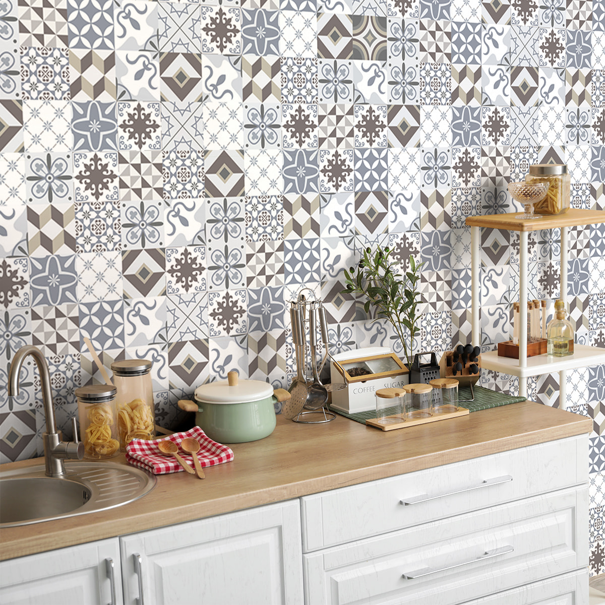 Sticker crédence adhésive - CARRELAGES TOLOMEO - 60x200cm