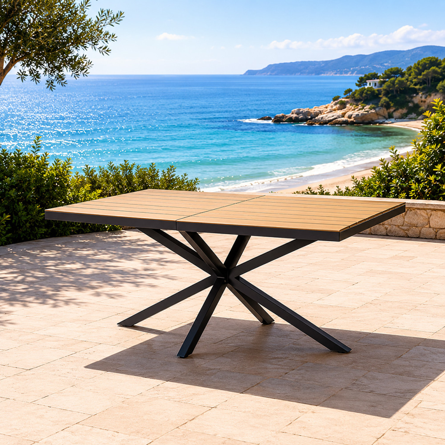 Table de jardin 8 places effet bois 190cm SODRE