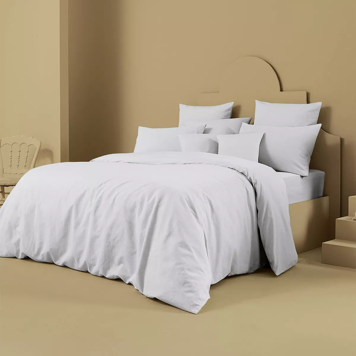 Drap housse b35 métis lin & coton 160 g/m² uni gris Le metis francais glacier
