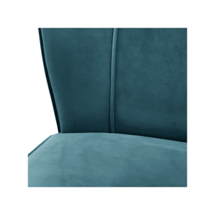 Fauteuil crapaud en velours bleu et piètement en bois - 2 coloris - LILLY