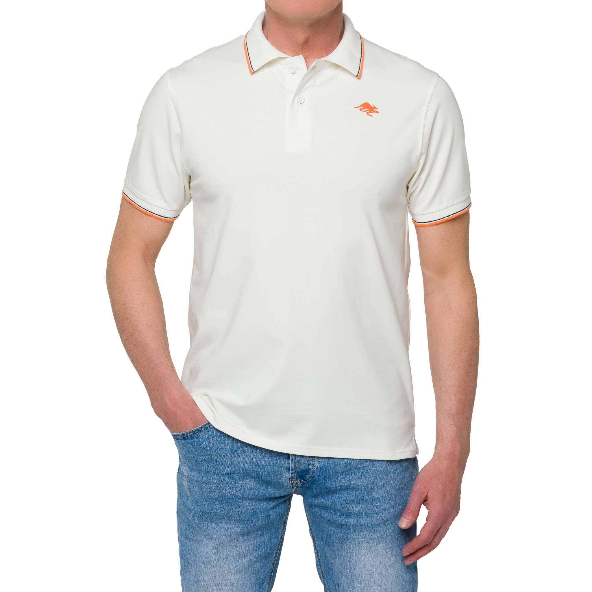 Polo con righine Hot Buttered Amak bianco.