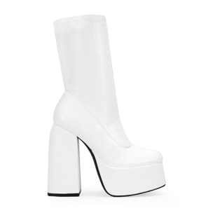 Botines blancos elásticos con tacón XXL
