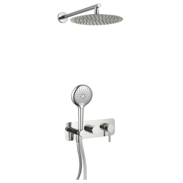 Colonne de douche mécanique encastré PAINI Cox chromé + douchette 3 jets + corps encastré