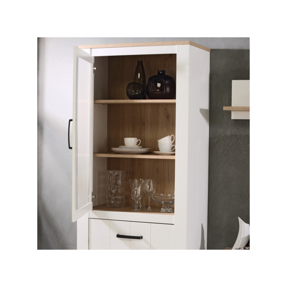 Etagère murale blanche et effet bois L160cm - ENORA