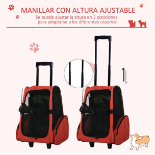 Transportin Carrito para Perro de Oxford 36x30x49 cm Rojo