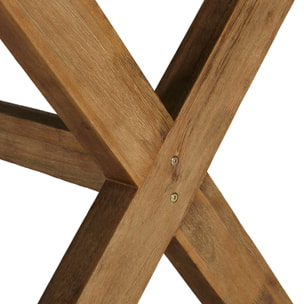 NESTOR - Ensemble table et bancs effet béton marron pieds en bois d'acacia