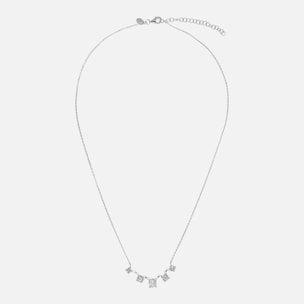Collana Girocollo in Argento 925 placcato Rodio con Ciondoli in Cubic Zirconia