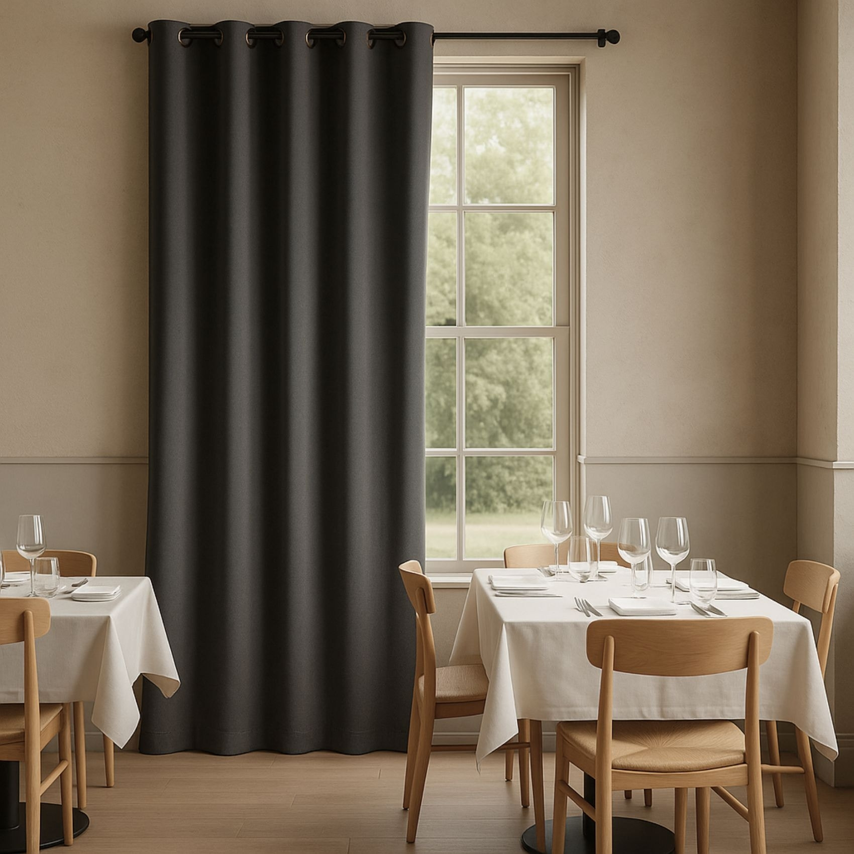 Rideau 100% Occultant Ignifugé M1 Non Feu Gris - Gris