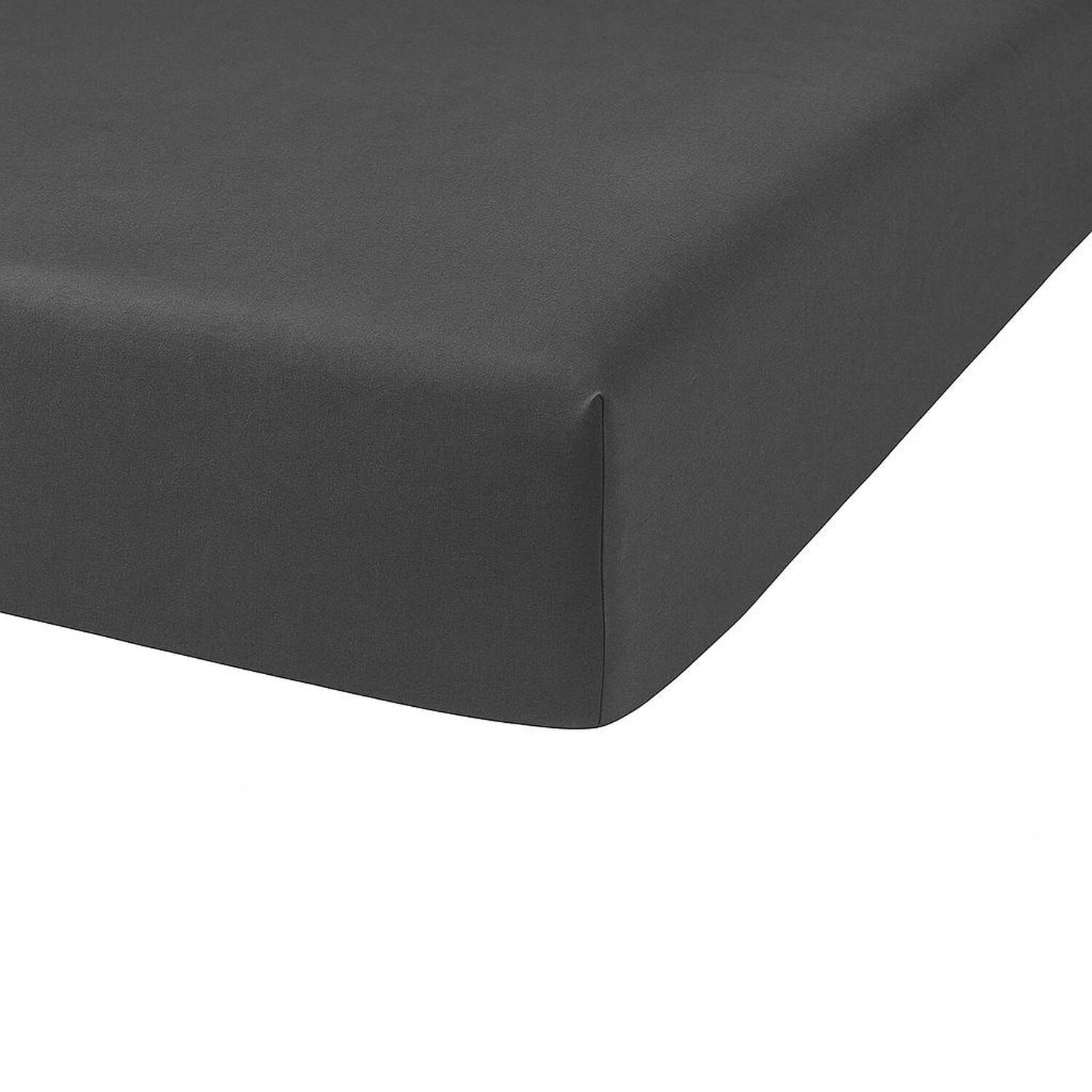 Drap housse coton 57fils uni - bonnet 35cm gris foncé