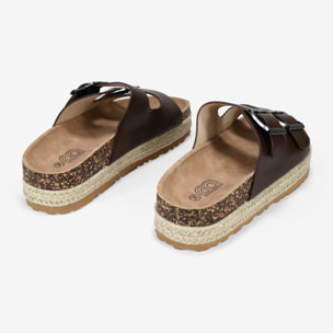 Sandalias de esparto marrones con doble hebilla