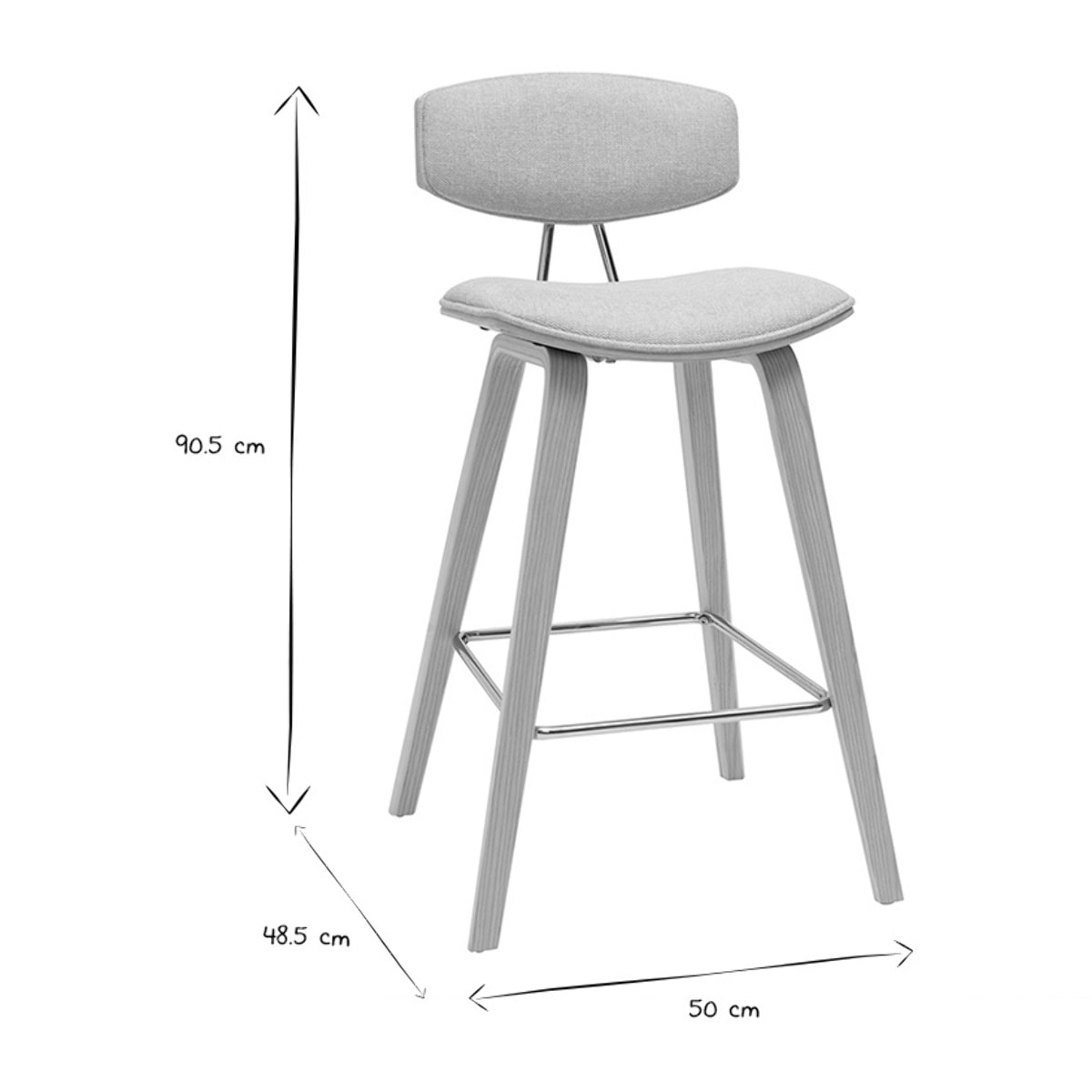 Tabourets de bar design en tissu effet velours texturé beige et bois clair H69 cm (lot de 2) VASCO