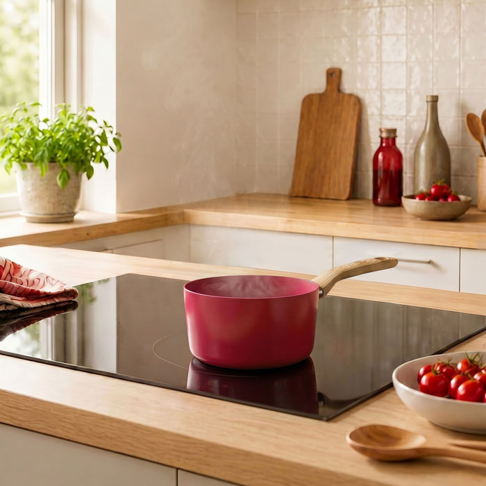 Casserole 16cm avec revêtement céramique rouge - tous feux COLORAMA