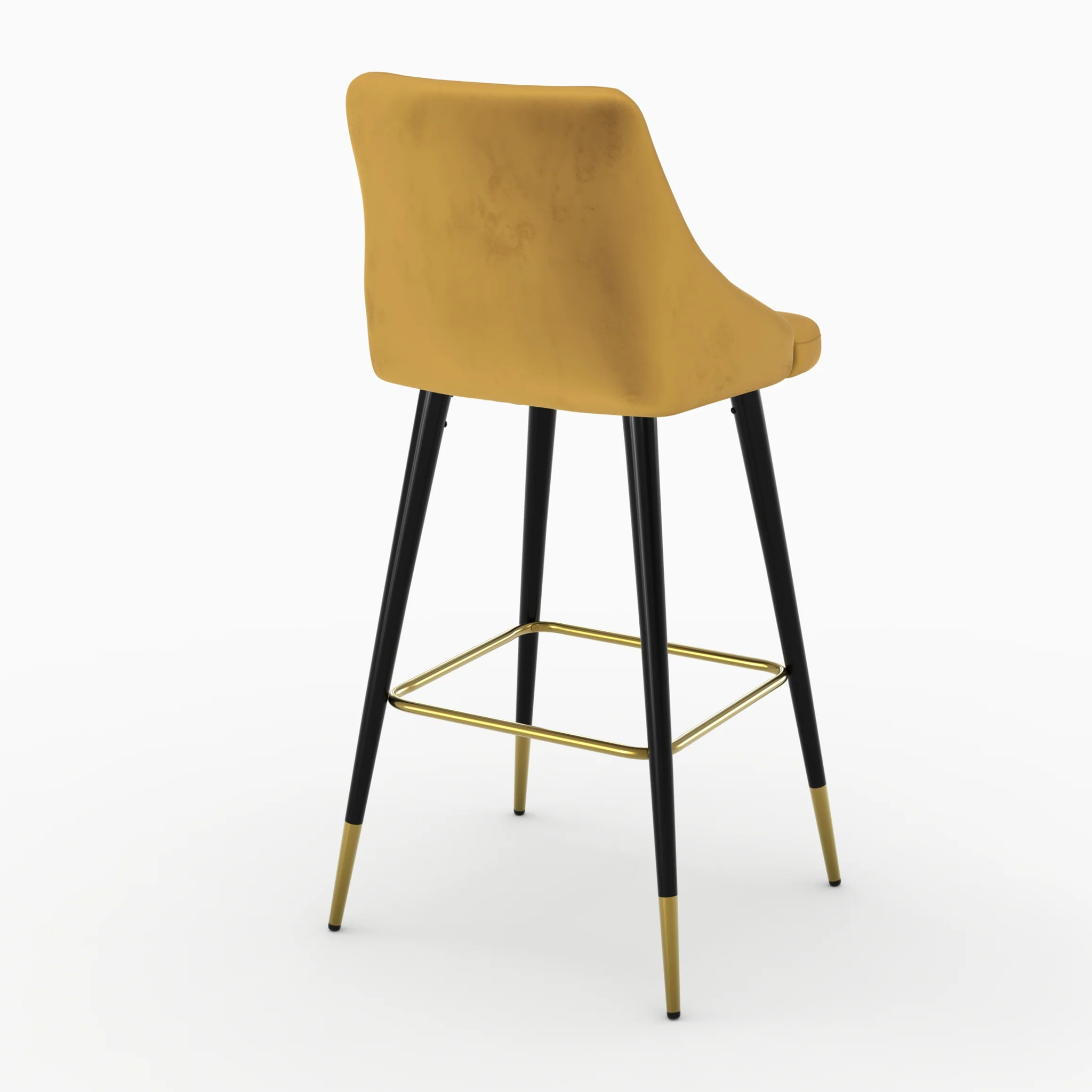 Lot de 2 chaises de bar en velours jaune curry 77.5 cm - Aristote