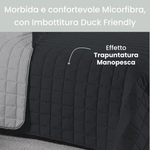 INTRECCI Copriletto Matrimoniale Estivo, Trapunta Estiva Matrimoniale, 260x260 cm, Coperta Estiva, anche Primaverile, Double Face, Moderna, Leggera, Elegante. Colore: Nero/Grigio