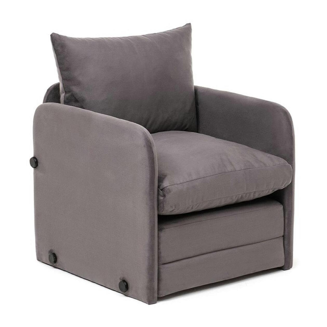 Fauteuil convertible gris velours couchage 200 cm ORURO