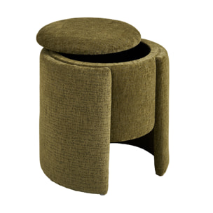 Joe - pouf avec rangement en velours texturé - Vert