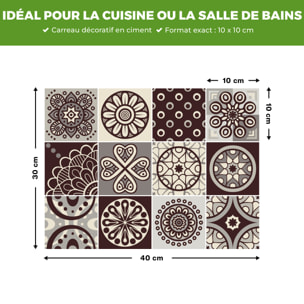 Stickers muraux - Sticker Mural Carrelage adhésif Cuisine Salle de Bain - 12 STICKERS CARRELAGES AZULEJOS PISCO