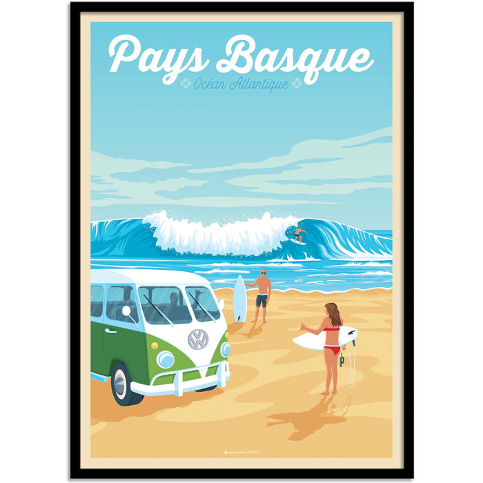 Affiche - Pays Basque Van Surf - Olahoop Travel Posters