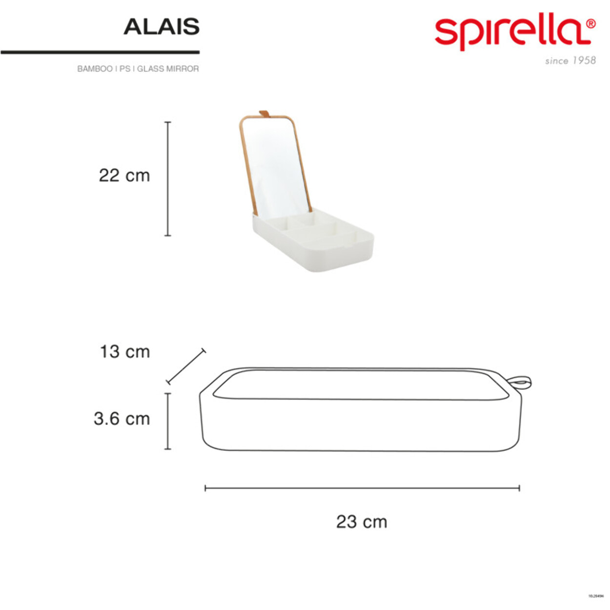 Boîte à bijoux avec miroir Bambou & PS rectangulaire ALAIS Blanc Spirella