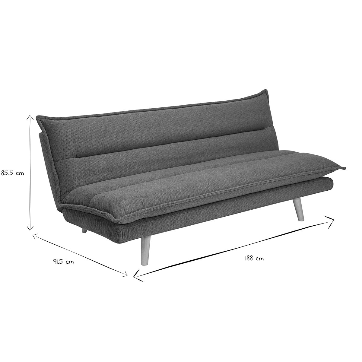 Canapé convertible 3 places en tissu chenille terre brûlée et bois clair BINGO