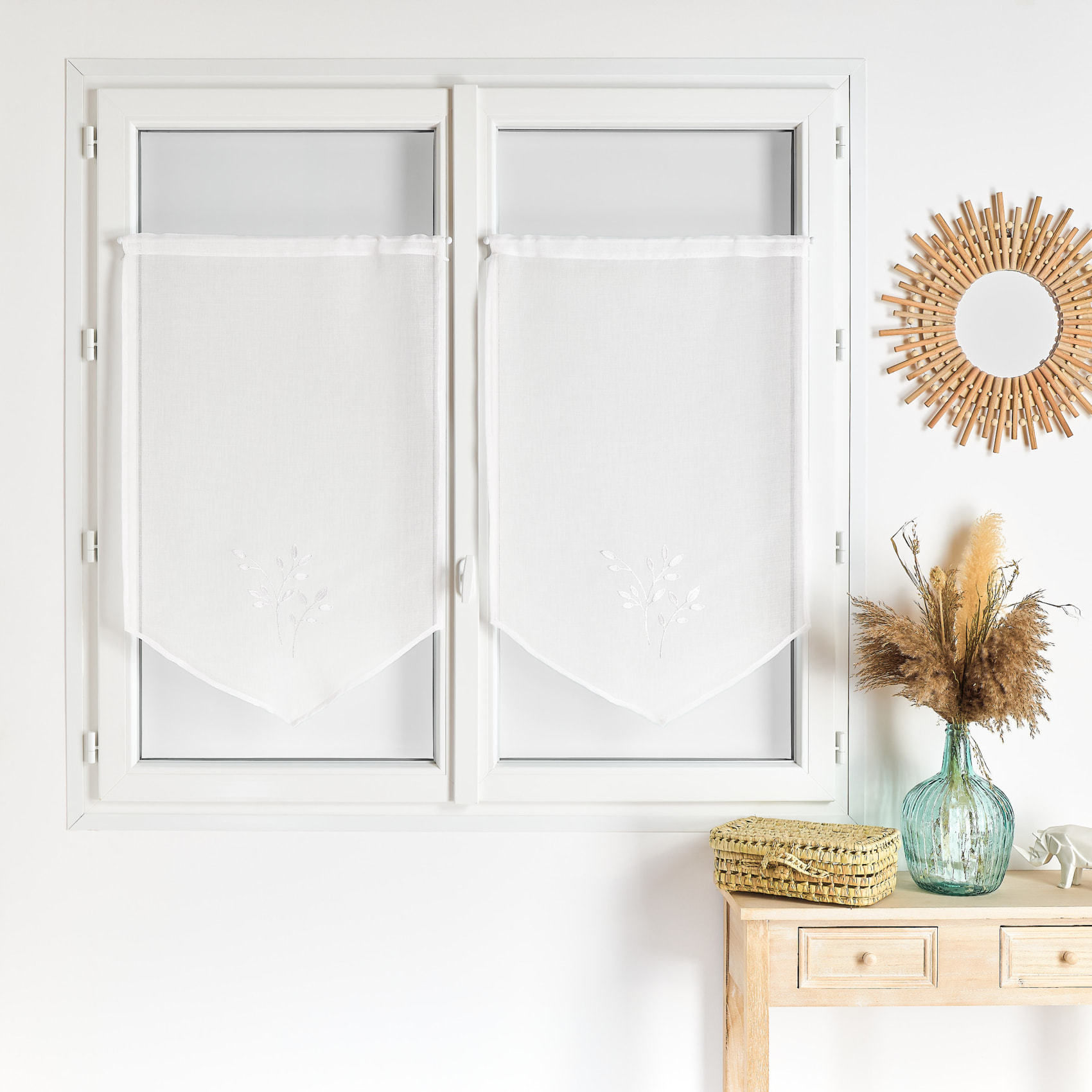 Paire de voilages brodées - Blanc