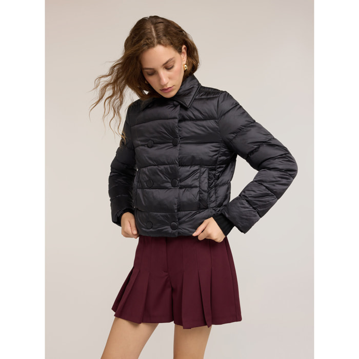 Motivi - Plumífero lightweight crop doble botonadura - Negro