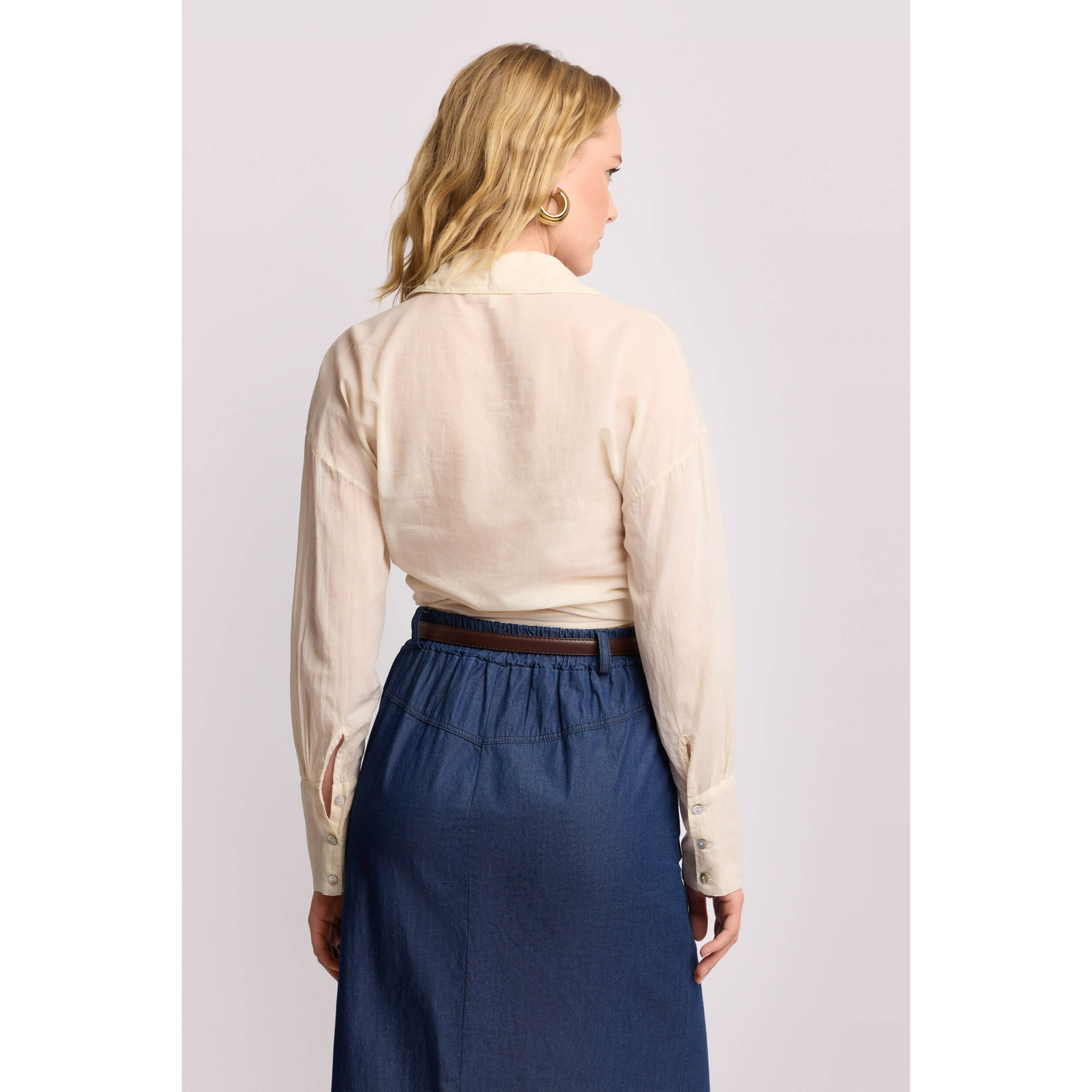 Kocca - Camicia in cotone con nodo Donna, Tinta unita, Colletto di camicia