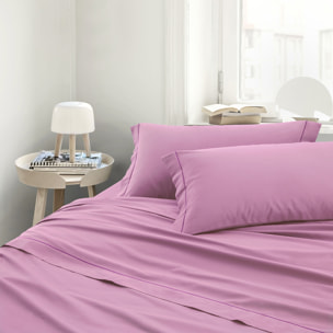Completo letto in raso tinta unita malva opera 100% cotone