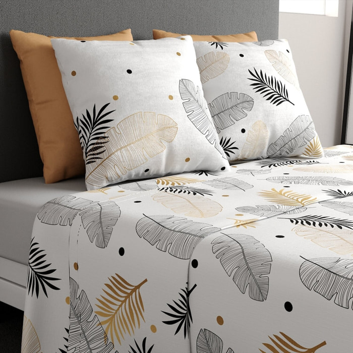 Parure de draps 100% coton imprimé - envole - gris
