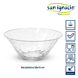 Bol plastico puntos 28cm transparente colección leknes