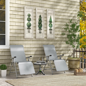 Conjunto de 2 Tumbonas Reclinables y Plegables Tumbonas de Jardín con Respaldo y Reposapiés Ajustable en 10 Posiciones Carga 120 kg 78x58x110 cm Gris