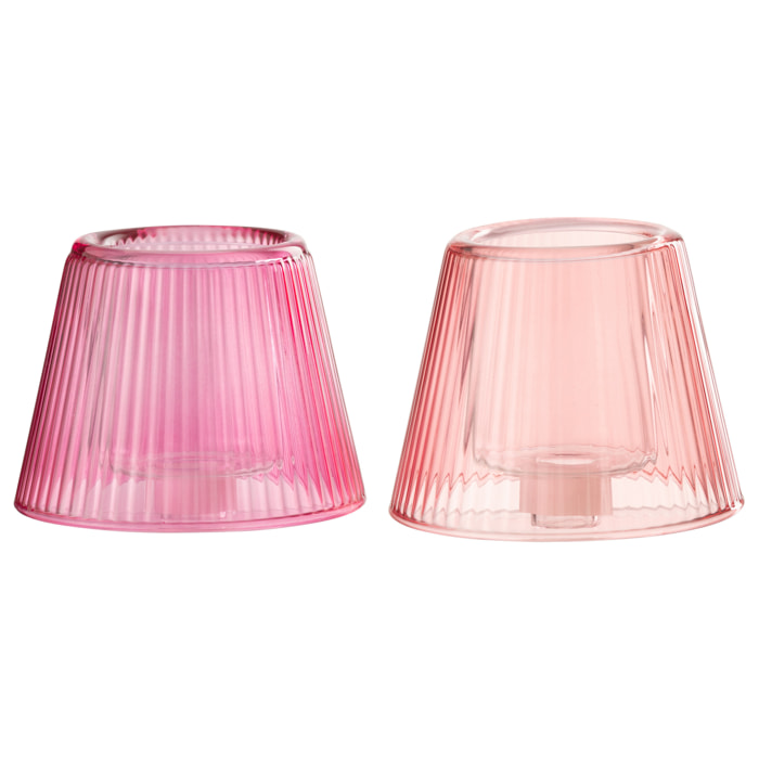 J-Line photophore Chapeau - verre - rose - 2 pièces