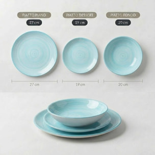 Servizio Tavola da 18 Piatti in Ceramica, lavabile in lavastoviglie e adatto a microonde, Intrecci