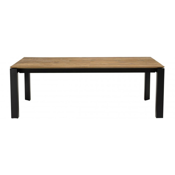 MADISON - Table à manger rectangulaire extensible 220/320cm bois teck recyclé pieds métal noir