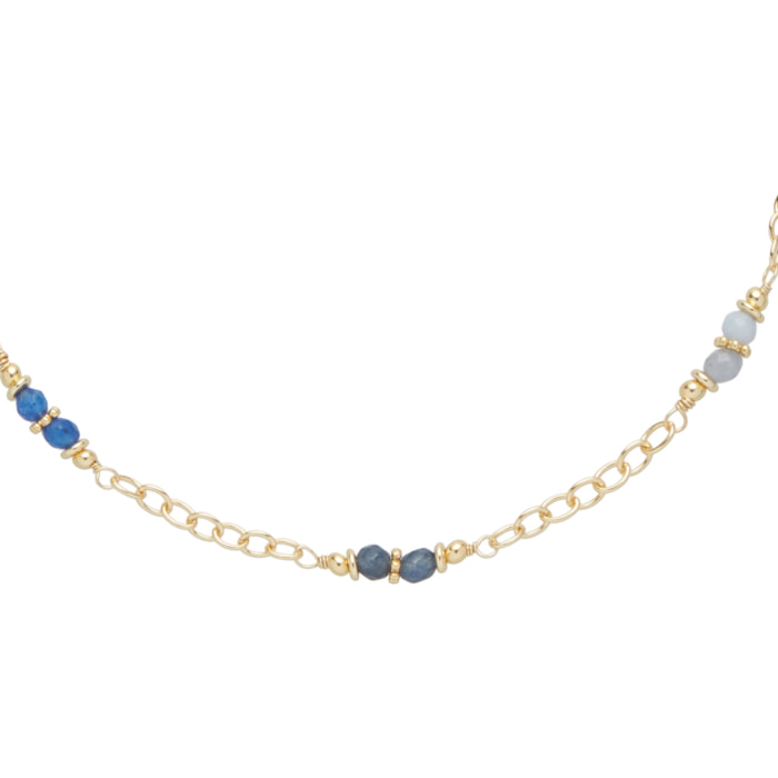 Collana U.S. Polo Assn. In metallo dorato con lapislazzuli e agata blu