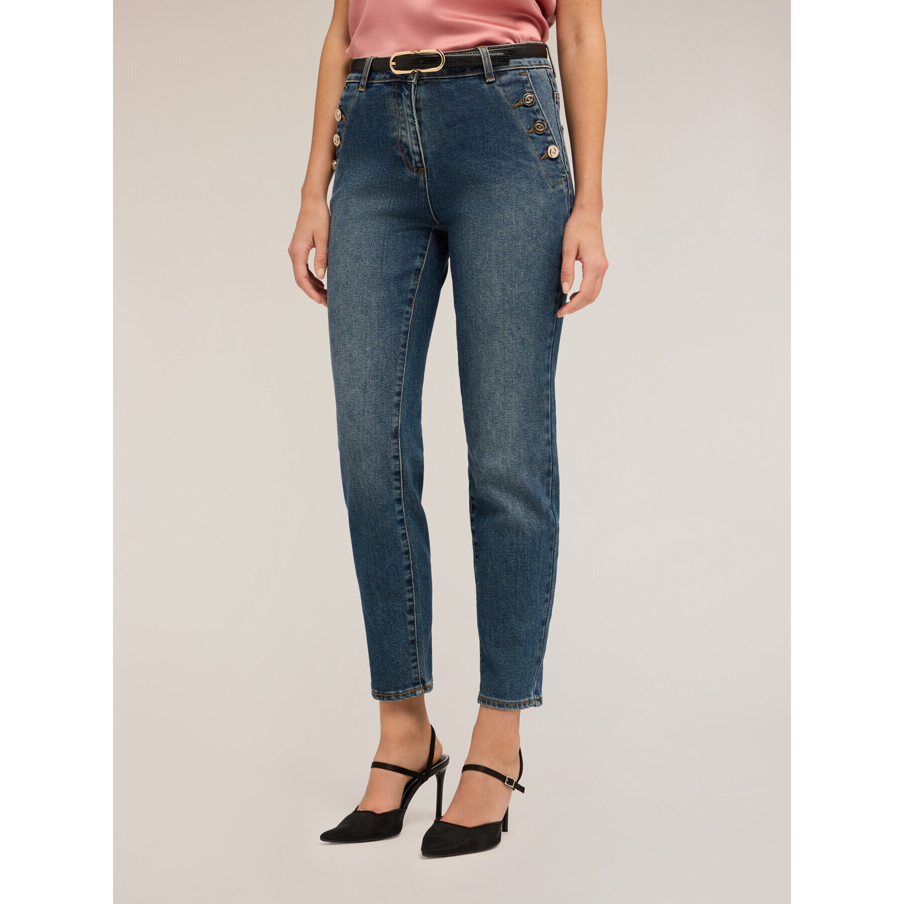 Motivi - Jeans slim fit Kendall con motivo bottoni - Blu