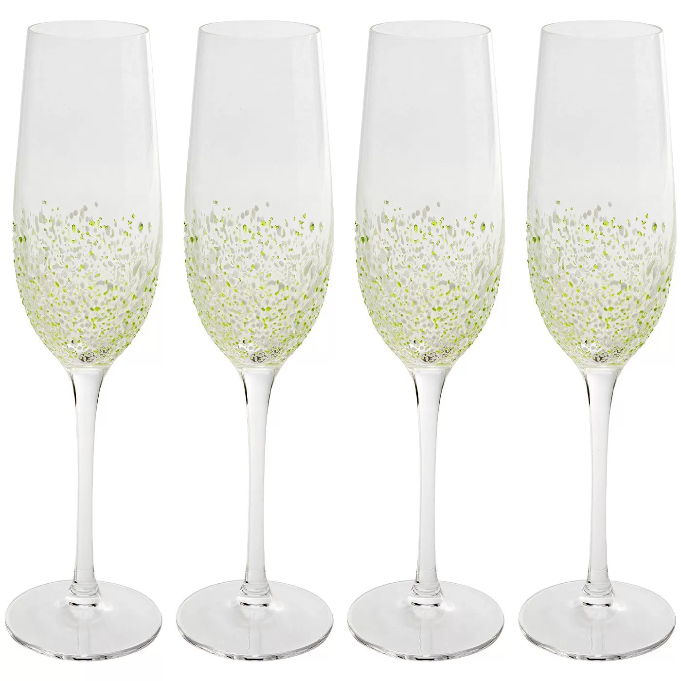 Flûtes à champagne Confetti vertes set de 4 Kare Design