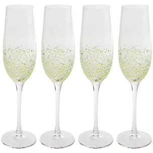 Flûtes à champagne Confetti vertes set de 4 Kare Design
