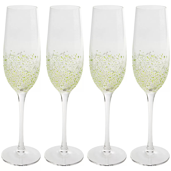 Flûtes à champagne Confetti vertes set de 4 Kare Design