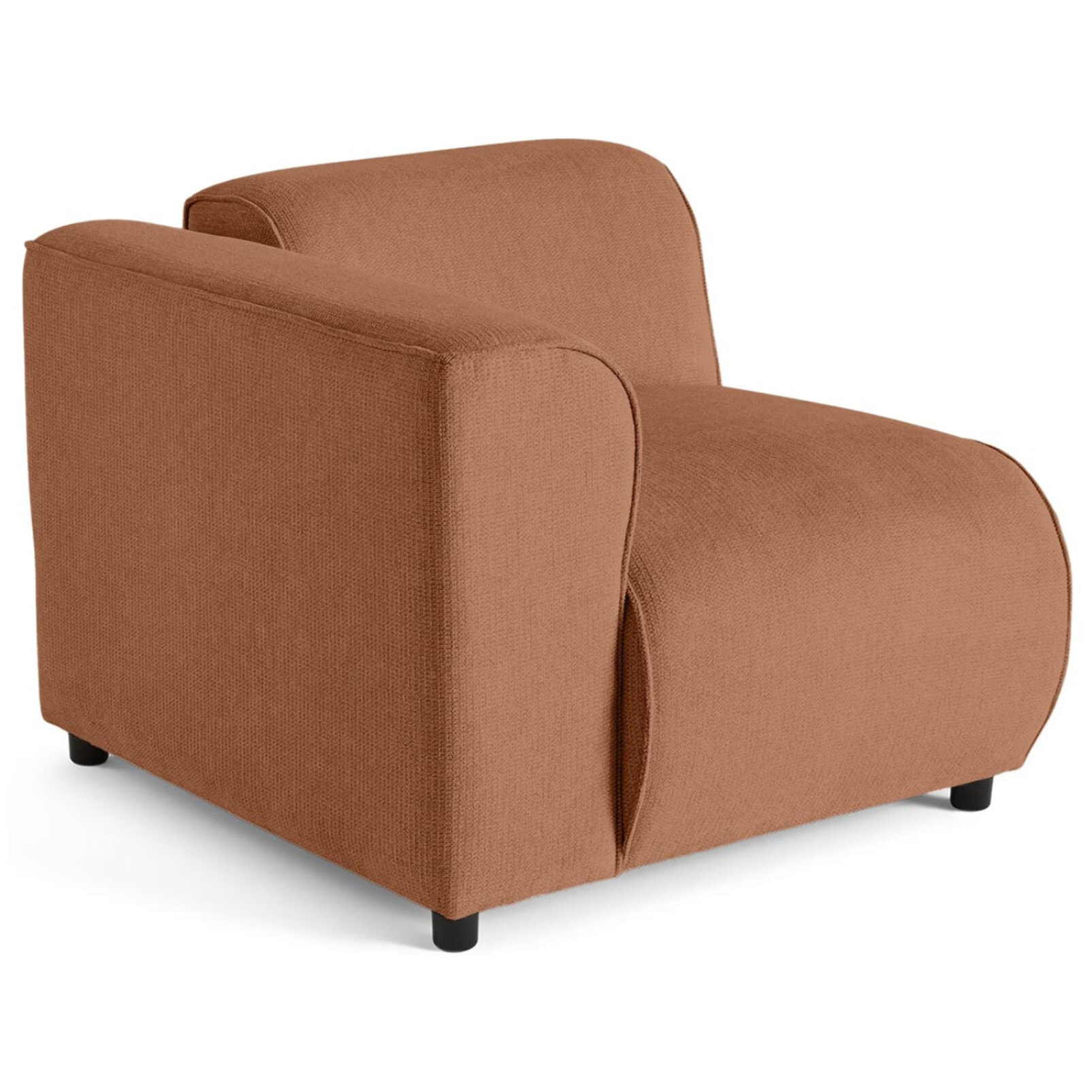 Suaro - Module d'assise d'angle gauche en tissu texturé - Terracotta