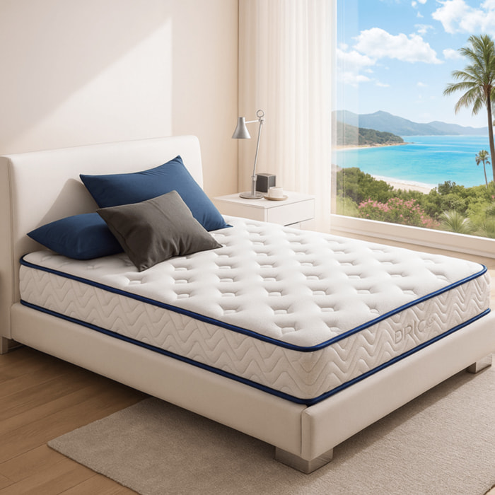 Matelas Iceland | Mémoire de forme, gel frais et mousse HD micro-alvéolée | Tissu Tencel | Grande qualité d’aération | Soutien morphologique