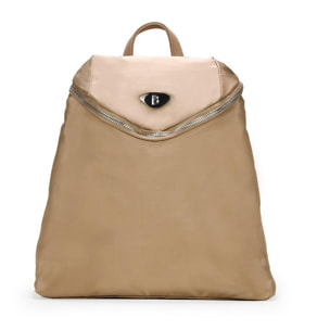 Mochila beige de nylon con cremallera