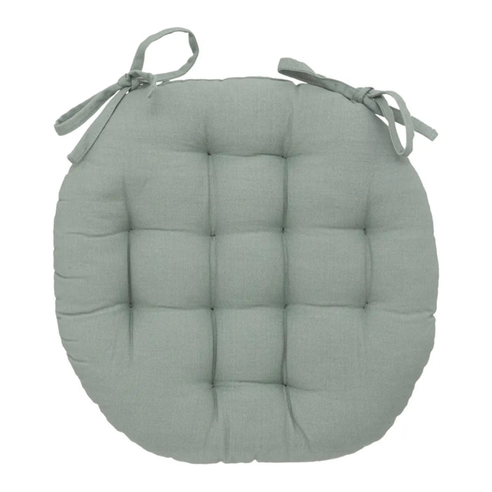 Galette de chaise "Anjali" en coton D38cm vert céladon