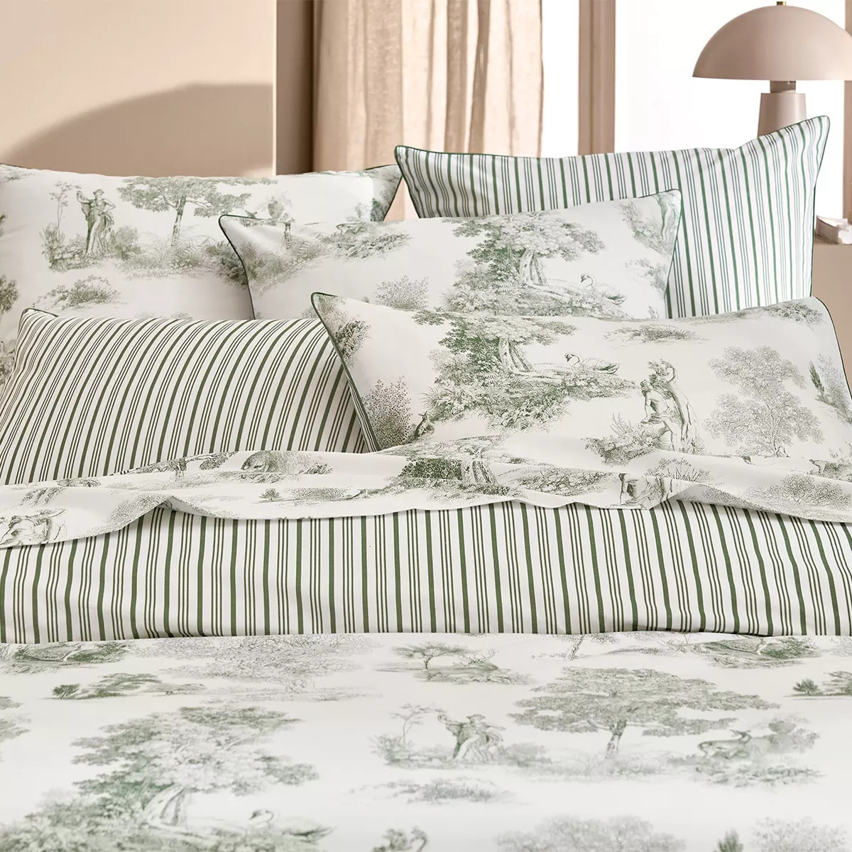 Taie d'oreiller percale de coton 115 g/m² imprimé vert Poesie verde