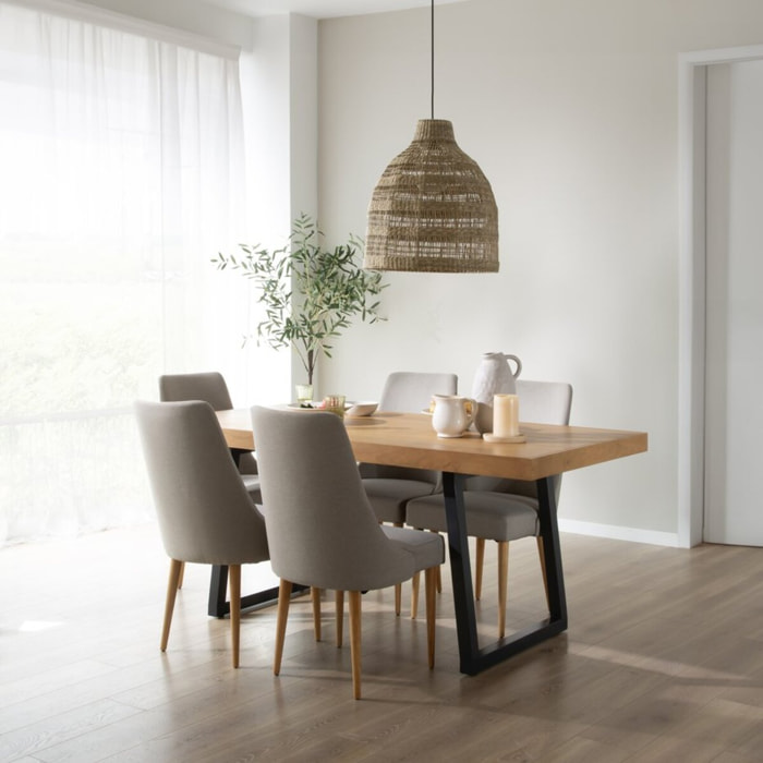 Table à manger Amaia -bois massif de manguier-couleur provence naturelle 180 x 78 x 90 cm