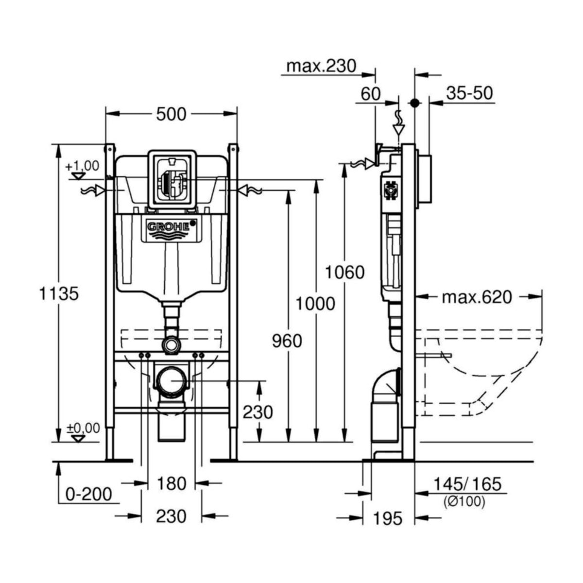 Pack WC Bâti autoportant + WC Swiss Aqua Technologies Infinitio sans bride + Plaque + Set habillage