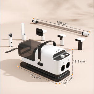 Station de toilettage chien 600W 3 en 1 - séchoir, tondeuse, aspirateur - noir blanc