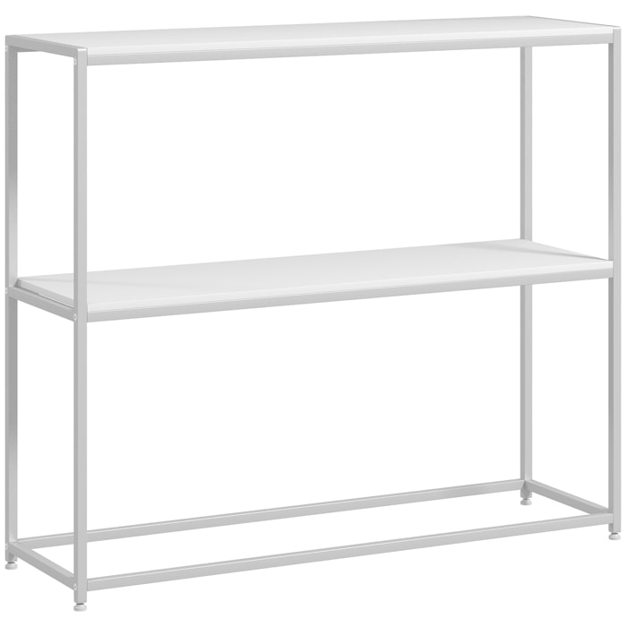 Mesa Consola Recibidor Mesa de Entrada con Estante Abierto y Estructura de Acero Antivuelco para Salón Pasillo 100x30x87 cm Blanco