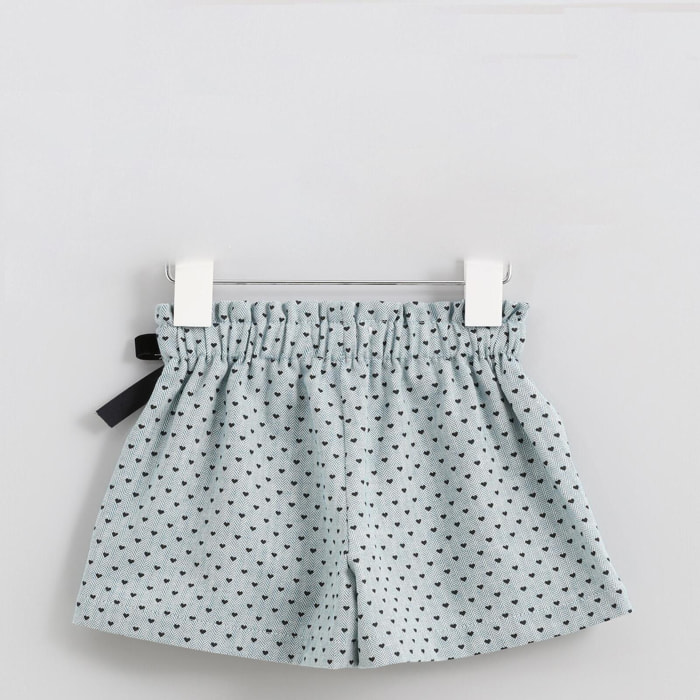 Short espiga azul corazón negro