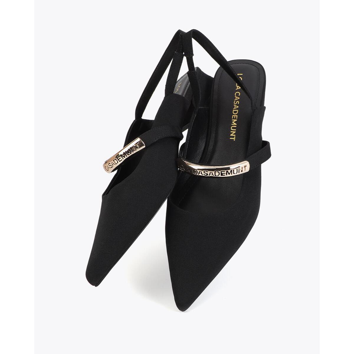 Scarpa bassa in tessuto grosgrain con inserto logo